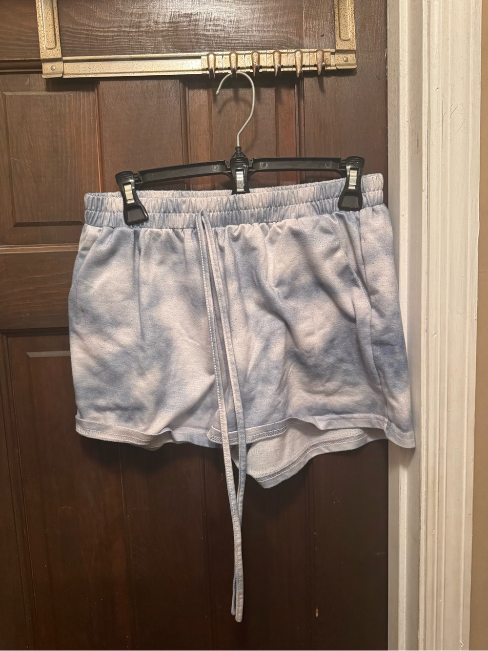 Women’s Large Tie-Dye Cozy Drawstring Shorts - Light Blue